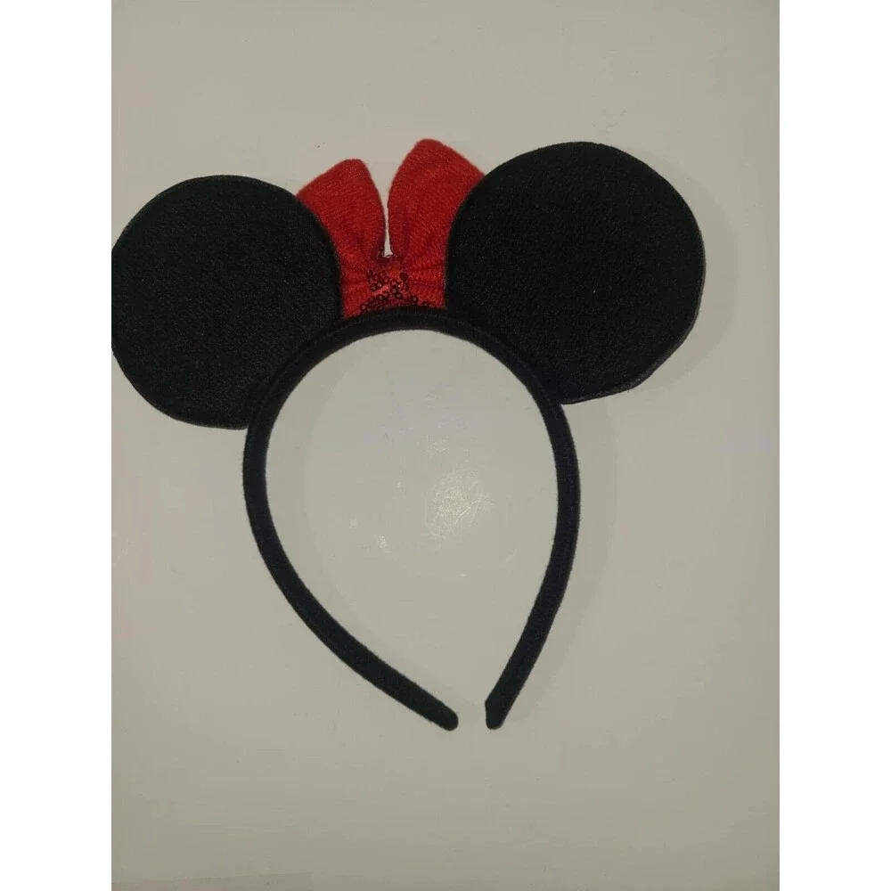 Classic Red Bow Black Minnie Mouse Ears Headband Disneyland Disneyworld Party